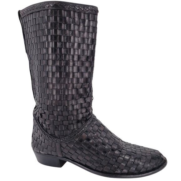 Bally Other - Vintage Bally Italy Full Hand Woven Calfskin Boots Mens 8.5 Dress Western Cowboy